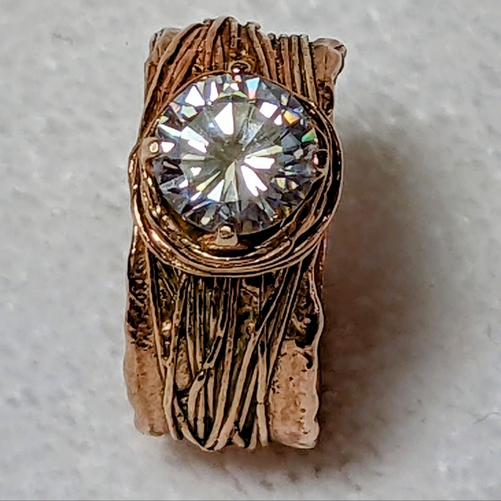 Sterling 925 rose gold vermeil engagement ring -made in Israel- sz 9 - EXCELLENT